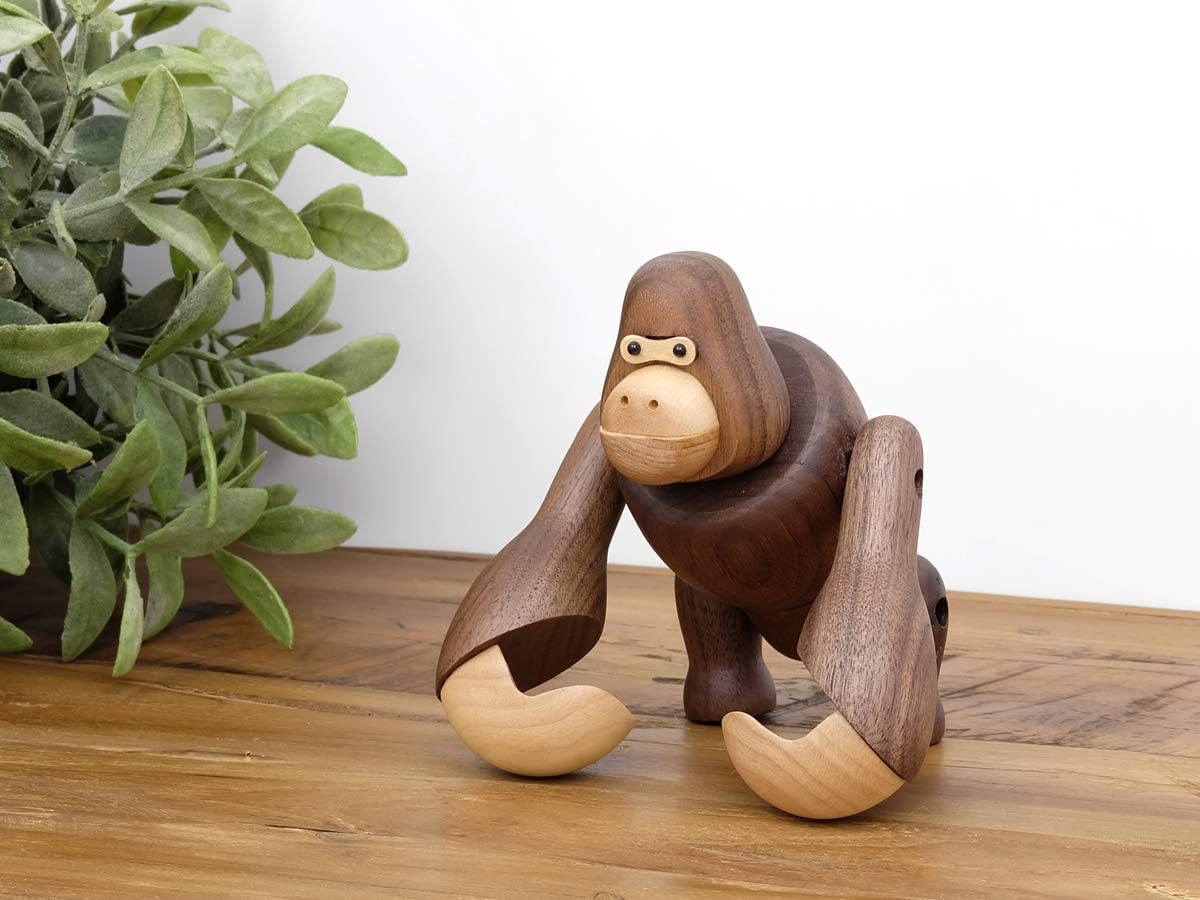 Amazon.co.jp: (hej!e) Gorilla ゴリラ 置物 木制 動物 オブジェ 北欧  