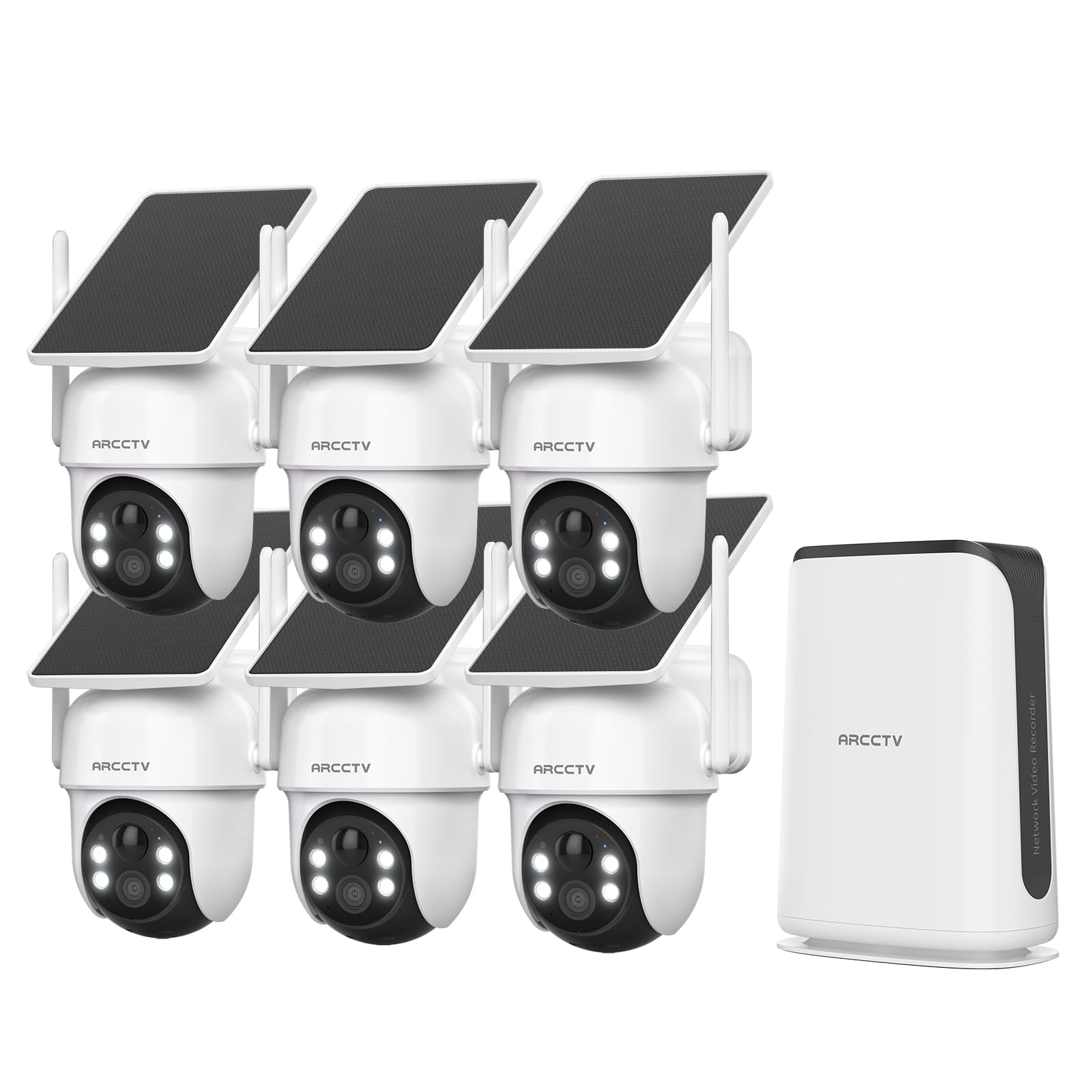 ARCCTV【4MP+360°】Kit Caméra Surveillance WiFi Extérieur, 6CH WiFi-NVR Camera