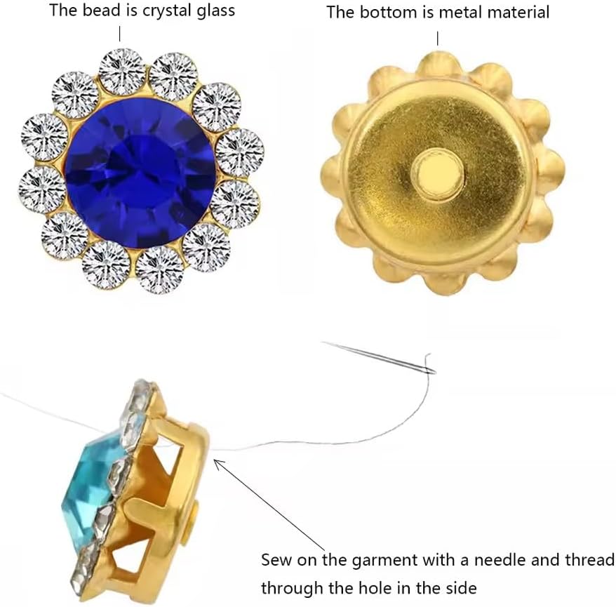 120 Pcs 12mm Sunflower Sew on Rhinestones Crystal Glass Gems, Metal Claw Rhinestones Jewels for Crafts, Glitter Gemstones for Clothes Shoes Cap Earring Belt Sewing Accessories(06 Rose) - Image 2