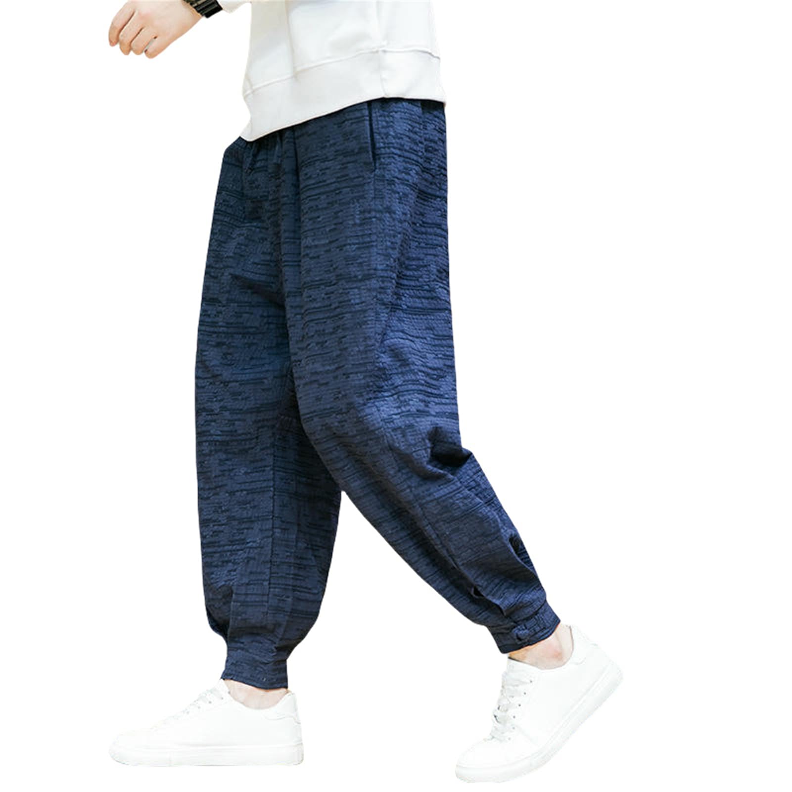 Pantaloni lunghi casual da jogging larghi in cotone jacquard in stile cinese da uomo primavera estate