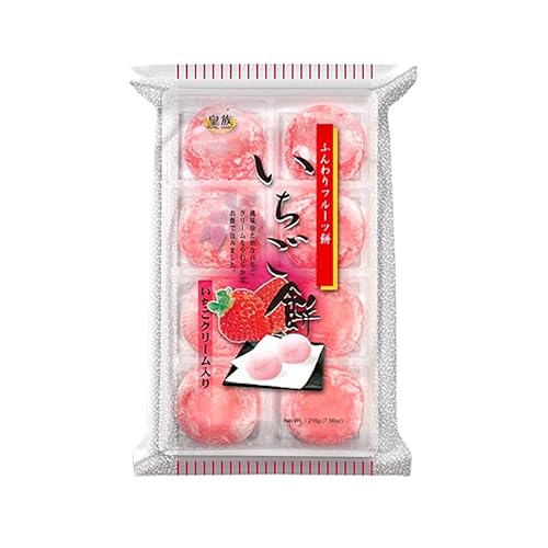 Japanese Mochi Ichigo Daifuku Rice Cake Sweet Cakes - Strawberry Flavor, 7.56oz Per Pack