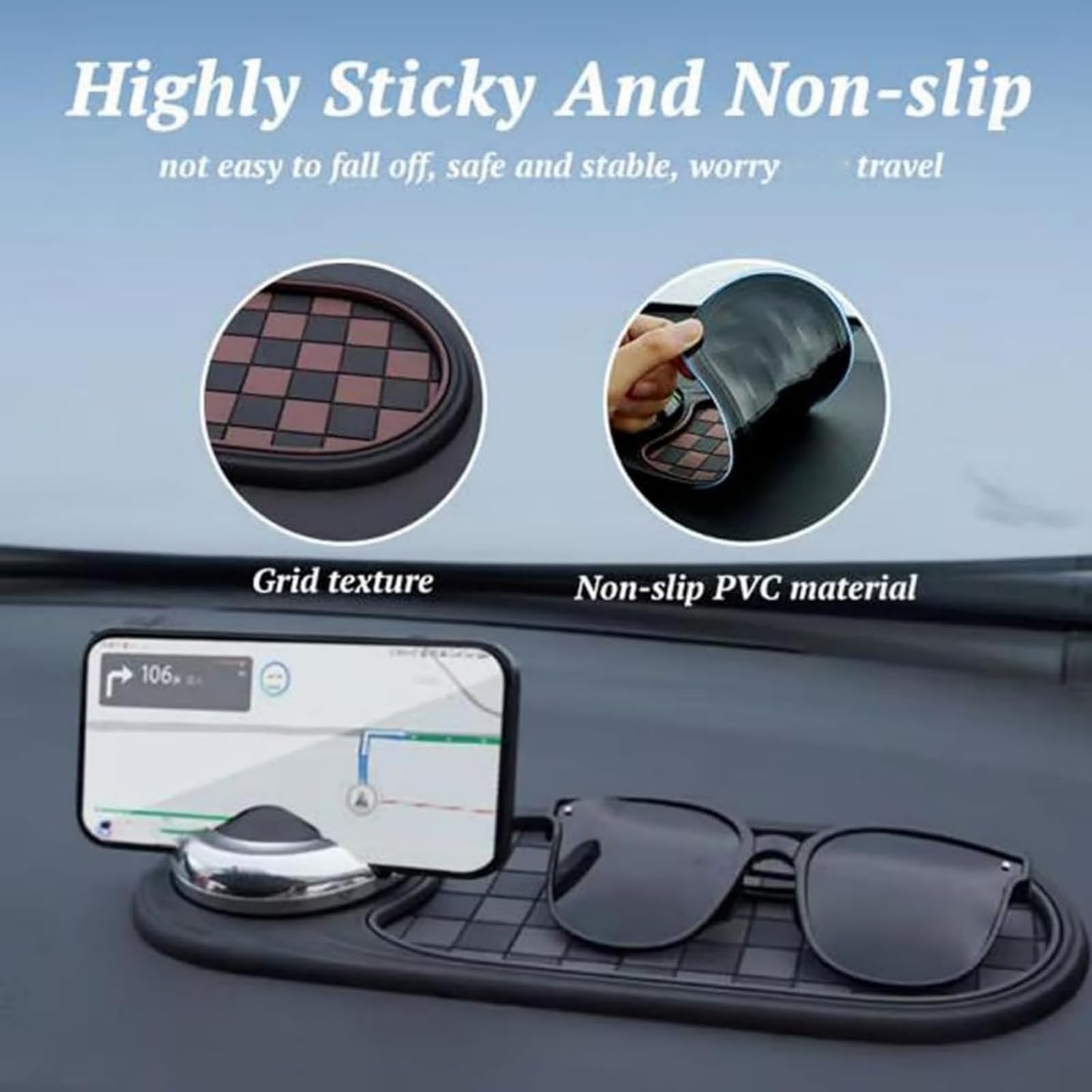 Multifunction Car Anti-Slip Mat 360 Rotating Universal Phone Pad Holder Car Anti Slip Mat Dashboard Mobile Phone Holder — view 2