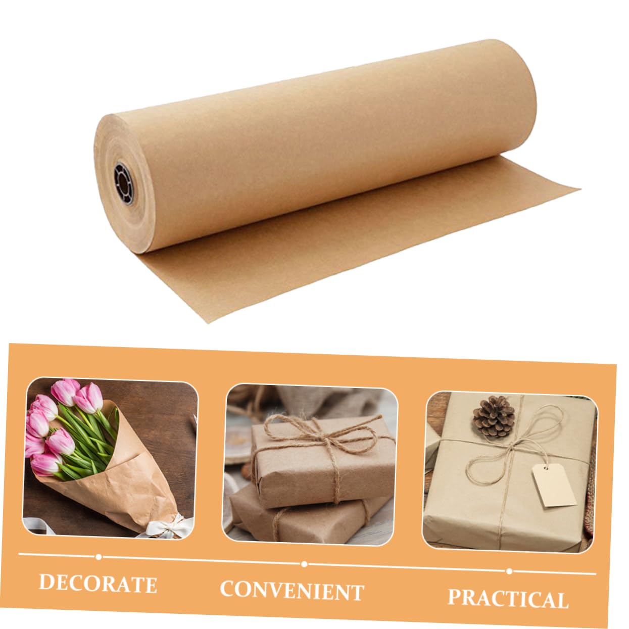 Rouleau de Papier D'emballage Kraft 2 Rouleaux, Présent Vintage