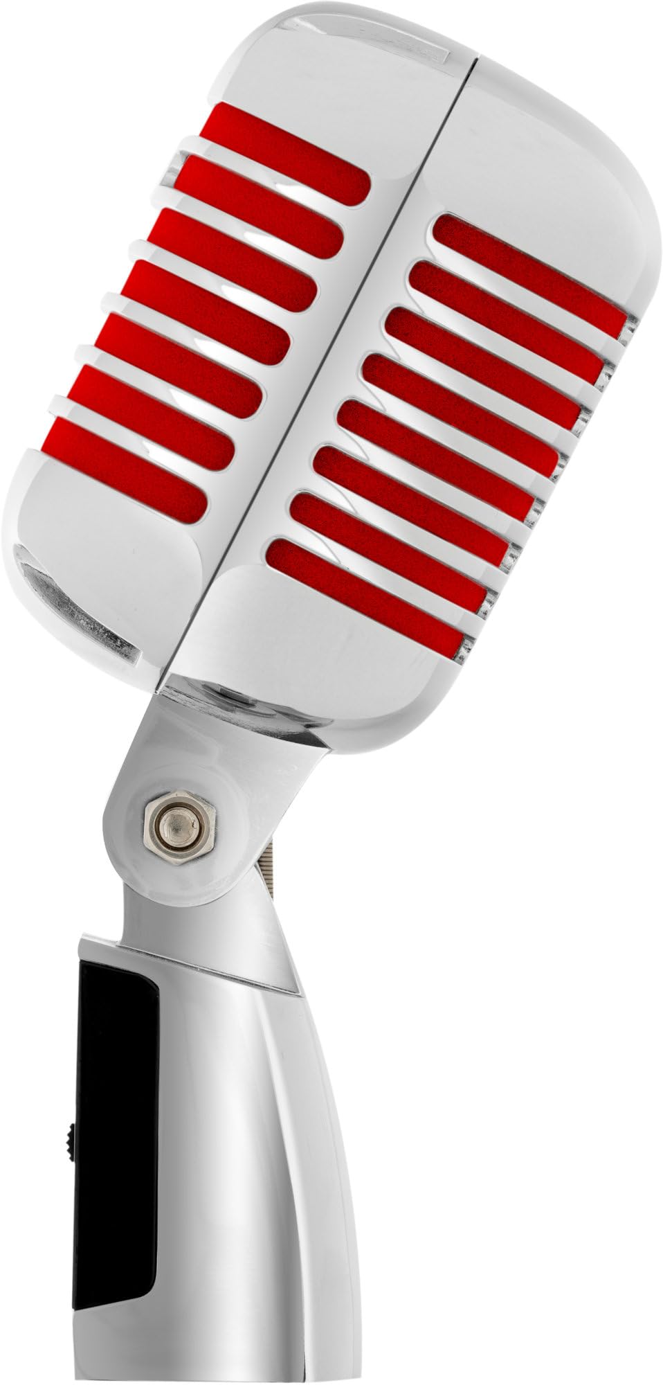 Pronomic DM-66R Microfono dinamico vocale Set - Vintage microfonico vocale retrò - Set economico con asta microfonica e cavo XLR - Argento/rosso