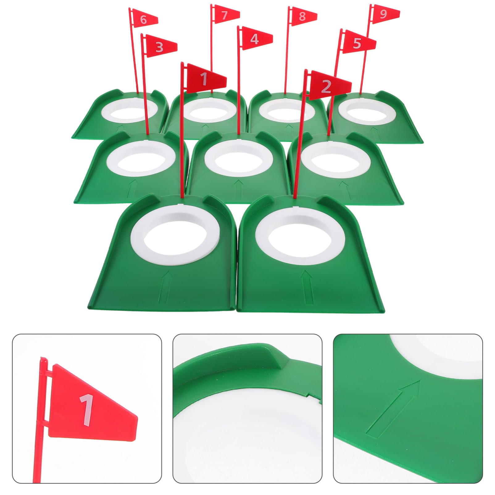 Taza de Práctica de Putting de Golf Desmontable 9 Piezas Abs Rojo