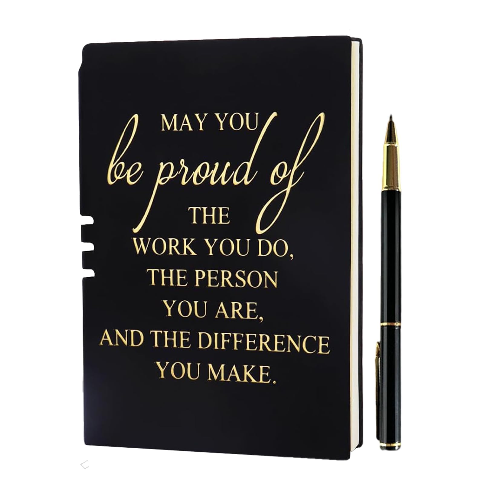 louuuou Inspirational Personalised Notebook Notebook and Pen Set Durable Black Daily Journals Notebooks and Pen Personalised Gifts for Men, New Job Gifts for Women Men Employee Friends Teacher