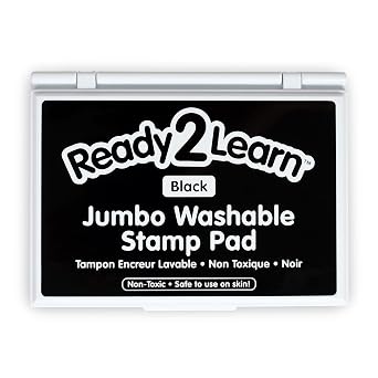 READY 2 LEARN Jumbo Washable Stamp Pad - Black - 6.2"L x 4.1"W - Non-Toxic - Fade Resistant - Ideal Size for Baby Handprints and Footprints