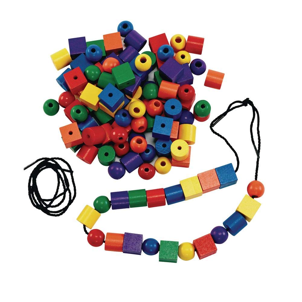 Excelleration Wooden Lacing Beads 108 Pieces, Fine Motor Skill Development, STEM Toy, Educational Toy, Preschool, Kids Toys