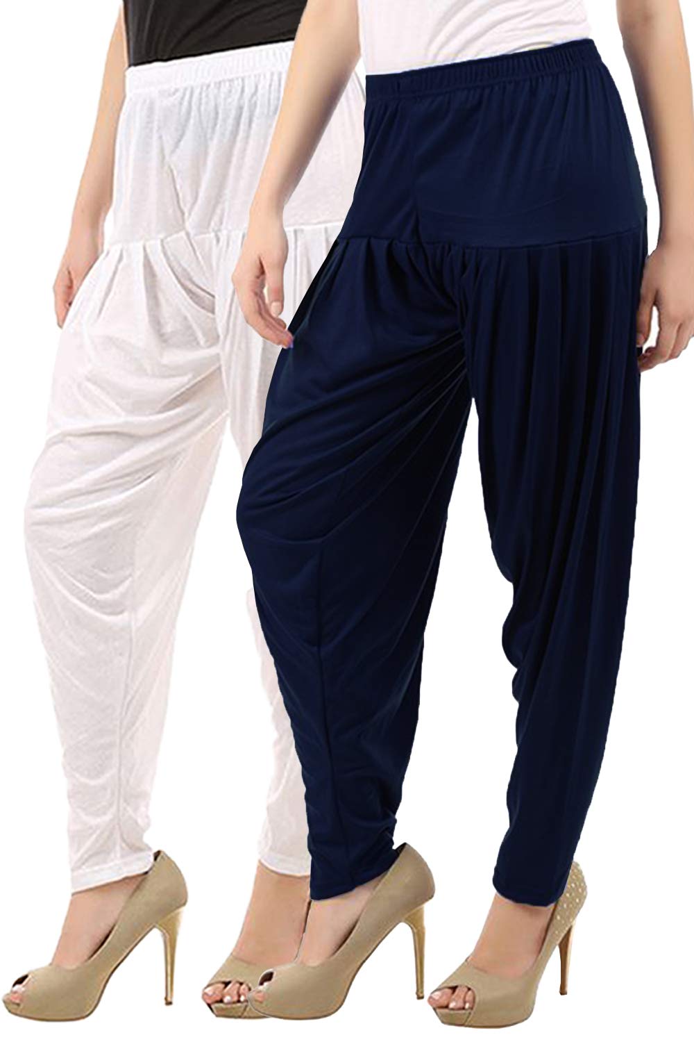 buy that trendz Women's Regular Fit Viscose Patiala Pants Pack of 2 Combo White Navy XXX-Large-picture-34