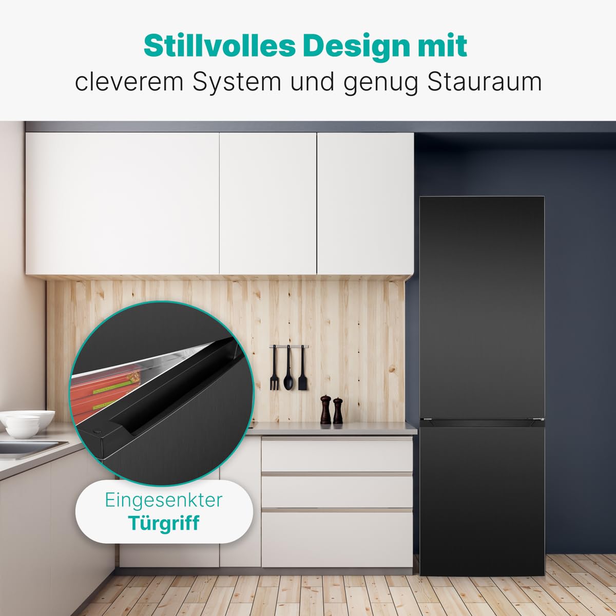 Bomann, Frigorífico y Congelador 315L KG7357-Negro, Frigorífico 219L, Congelador 4 Estrellas 96L, Iluminación LED, Control de Temperatura, Diseño Moderno, Puerta Reversible, Ideal para Familias