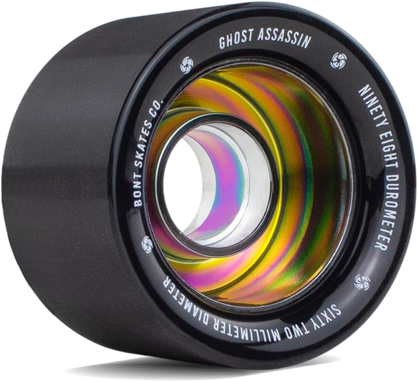 Bundle-4 items: Ghost Assassin Roller Skate Wheels, Aluminum Bearing Press,Quad Roller Skate Wheel Bag Holder Black/Blue or Black/Pink