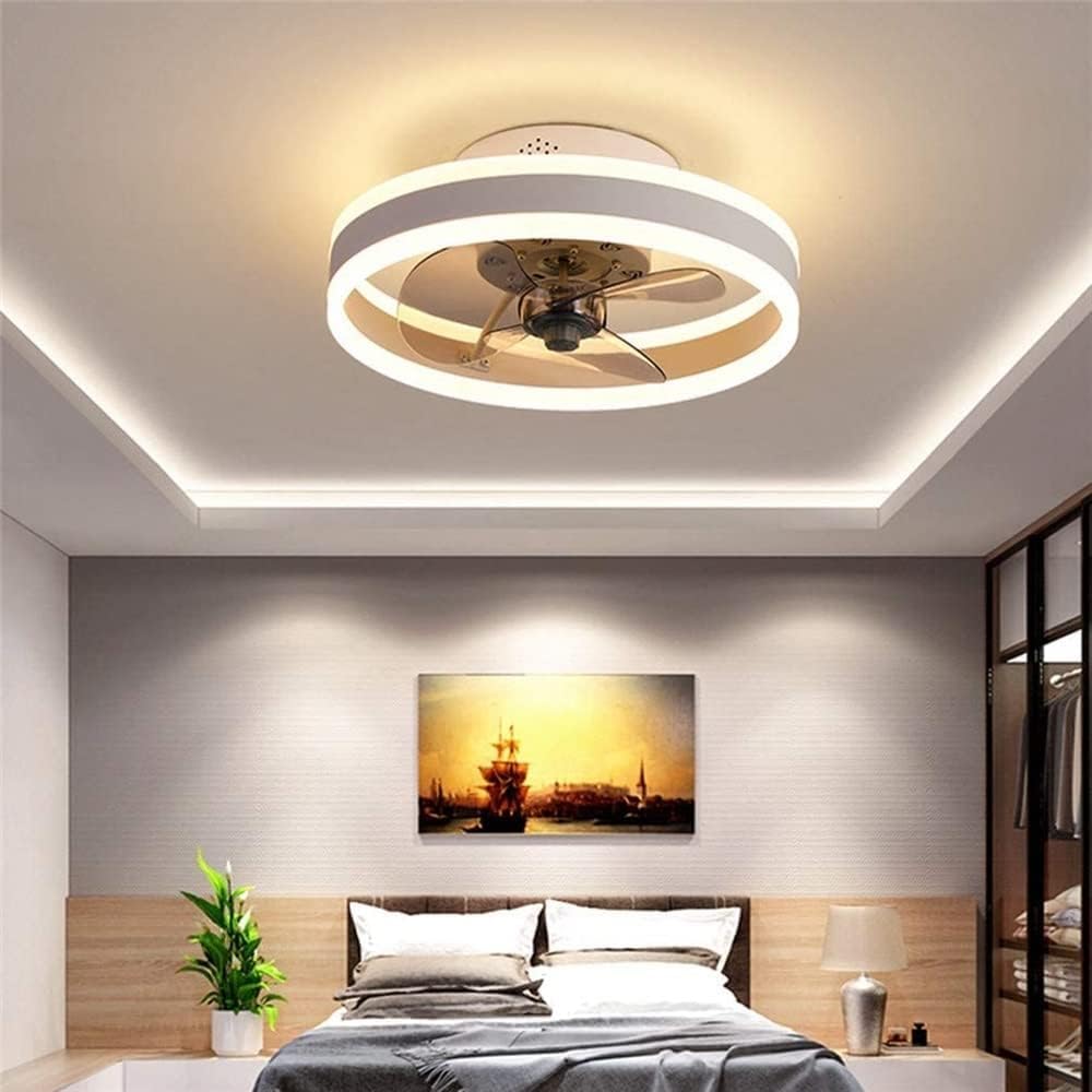 HXYSXHJUO Ultra-Thin 16.5cm Dimmable Chlier Ceiling Fan with Light Silent Remote Control 24W Modern Design for Living Room Bedroom Office Dining (White)