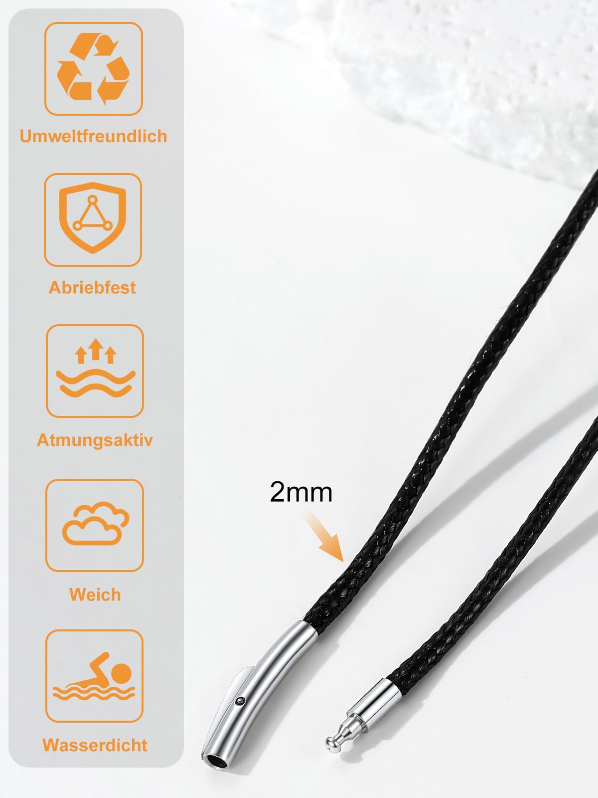 Richsteel Lederkette Herren Leder Halskette Choker für Damen 2/3mm breit Schwarz/Braun mit Drehverschluss Schmuck 40/46/50/56/61/66/71/76 cm Geeignet für Männergeschenke