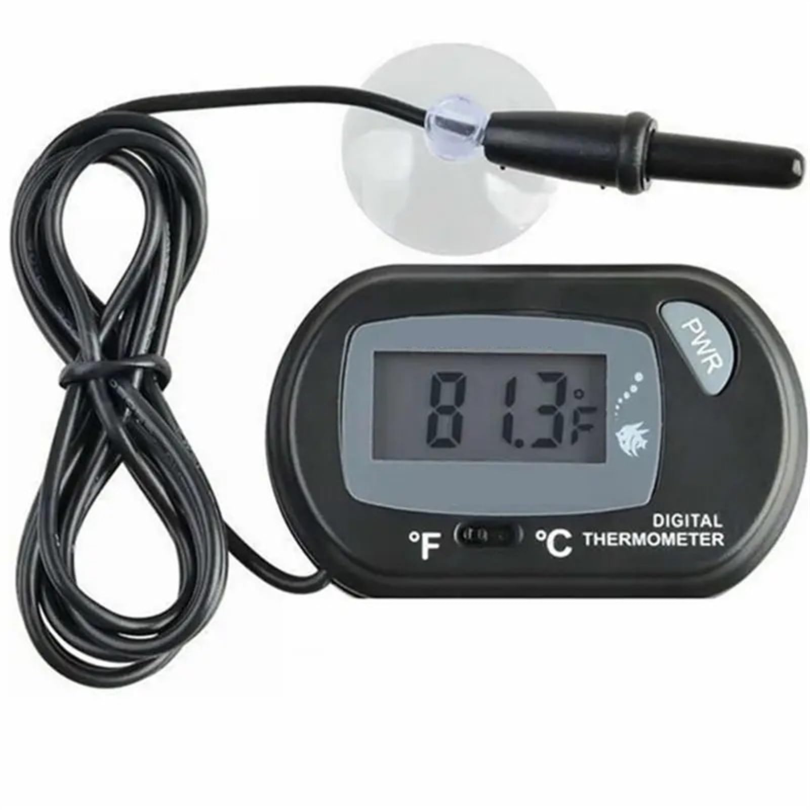 Cyfrowy termometr do akwarium LCD, wodoszczelny czujnik akwariowy z sondą, czujnikiem temperatury, narzędzie pomiarowe z przyssawką (kolor: żółty)
