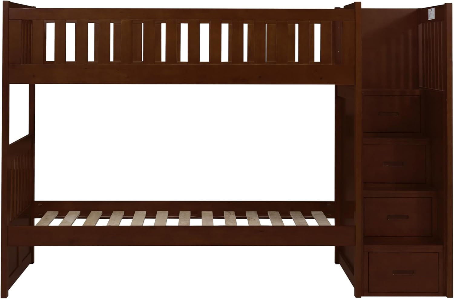 Benzara Catherine Bunk Bed with mattress on upper bunk