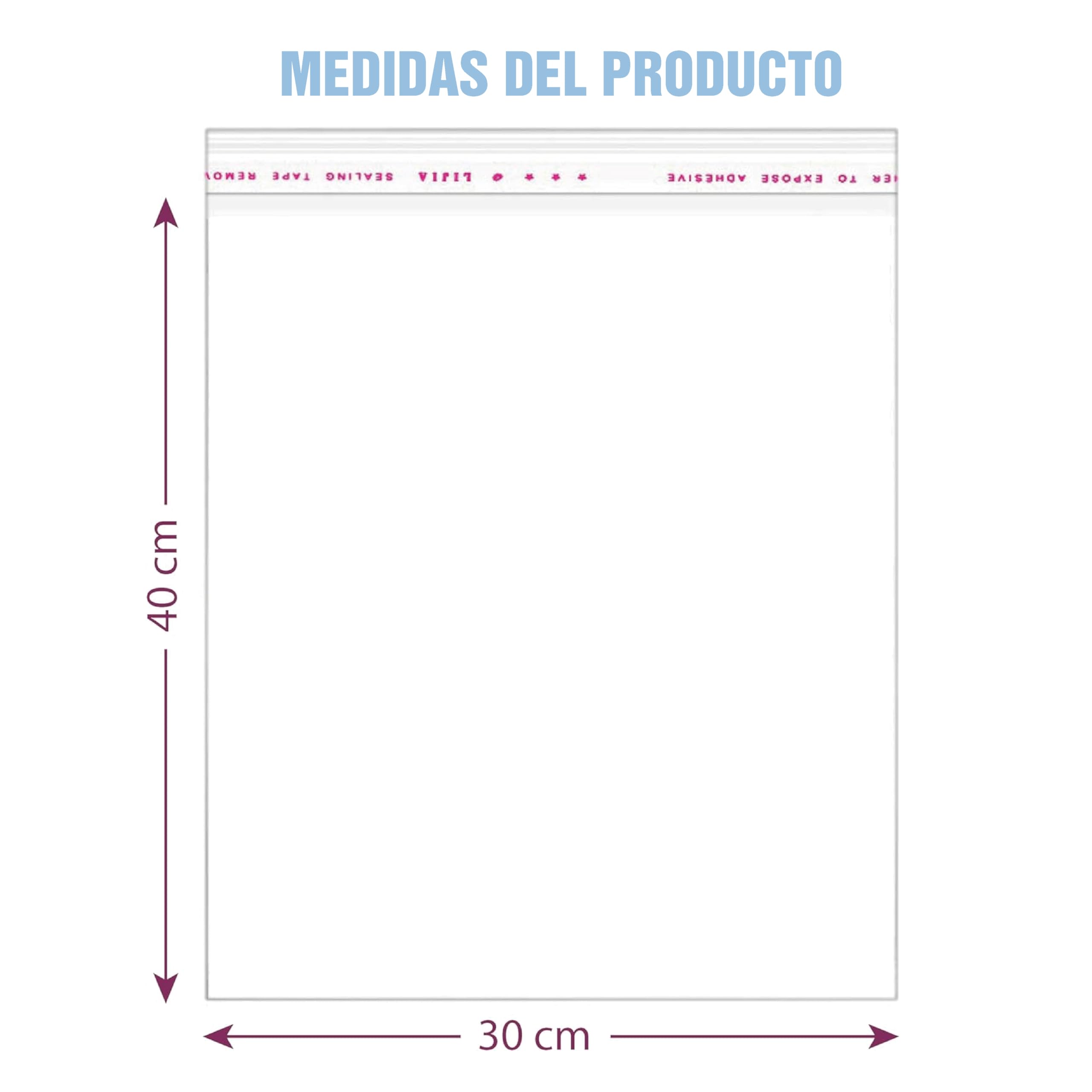 MGE - 100 Bolsas de Celofán Transparente 30 x 40 cm - Bolsas de Plástico con Banda Autodhesiva - Bolsas Transparente Celofán OPP con Cierre Adhesivo - Autocierre - Pack de 100 (30 x 40 cm)