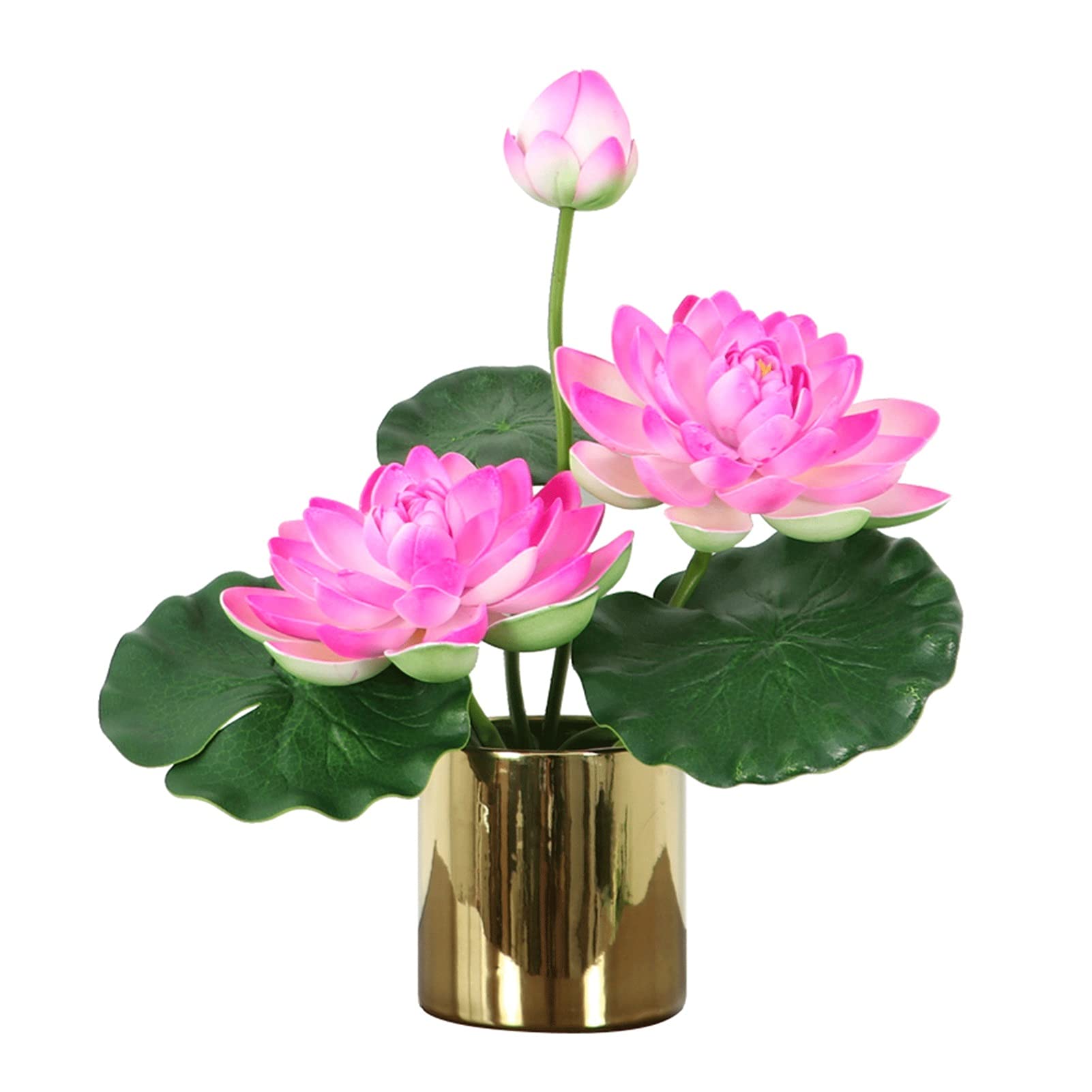 Fleurs artificielles nénuphar rose 36cm avec vase céramique pour table
