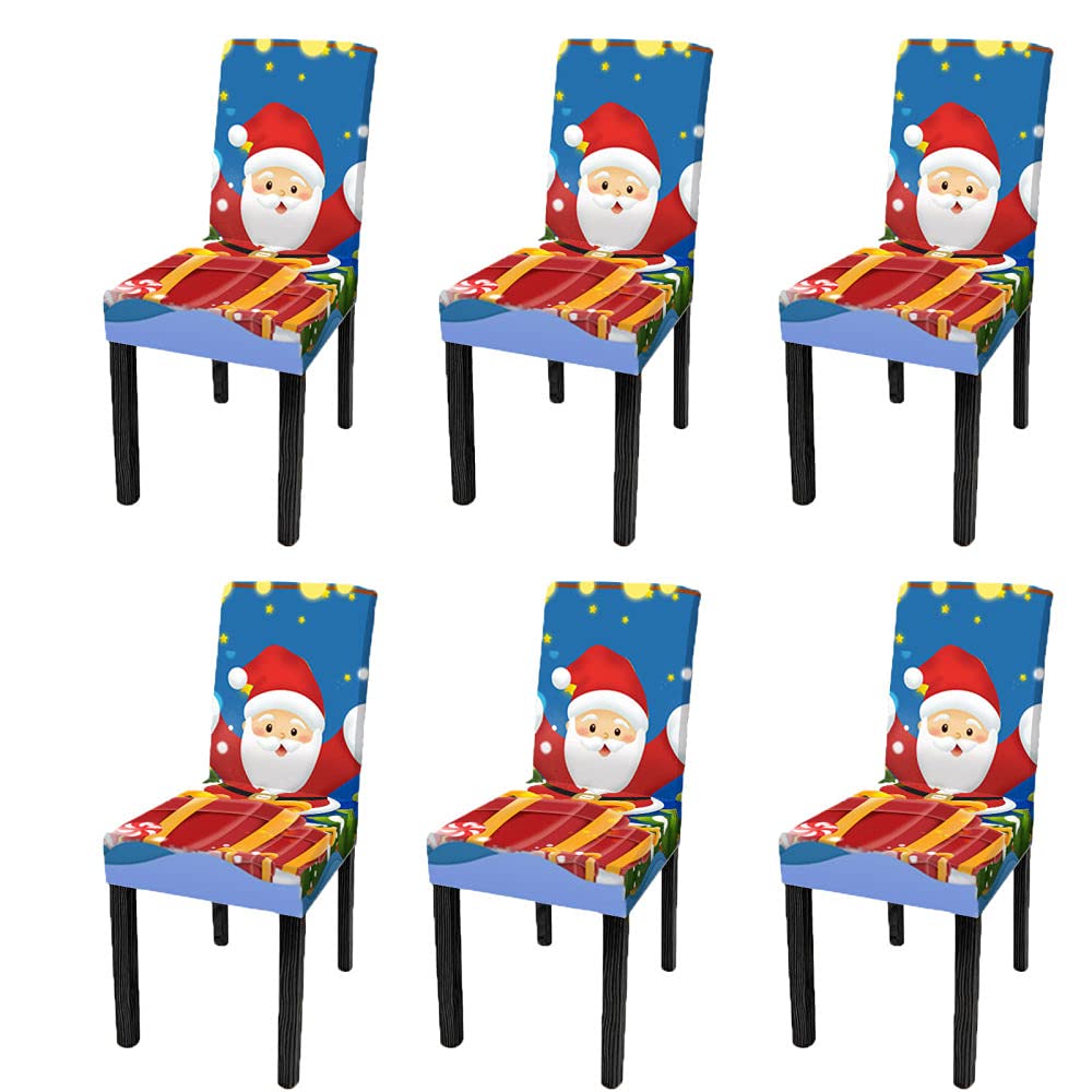 Housse de chaise de Noël extensible et lavable motif Père Noël pour salle à manger
