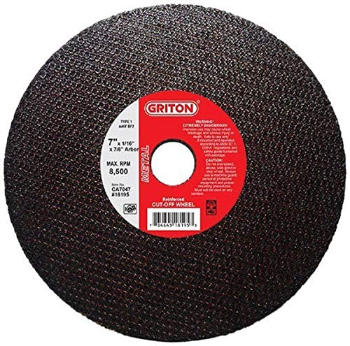 Griton CA7047 Arbor Industrial Cut Off Wheel for Metal, 7/8