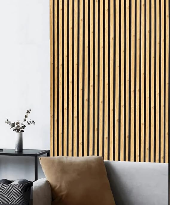 Decoala Akustik Duvar Paneli, Teak Rengi, Ses Yalıtımlı, Modern Stil, 60x275 cm, 9mm Kalınlık, Ahşap Görünümlü (Açık Meşe)