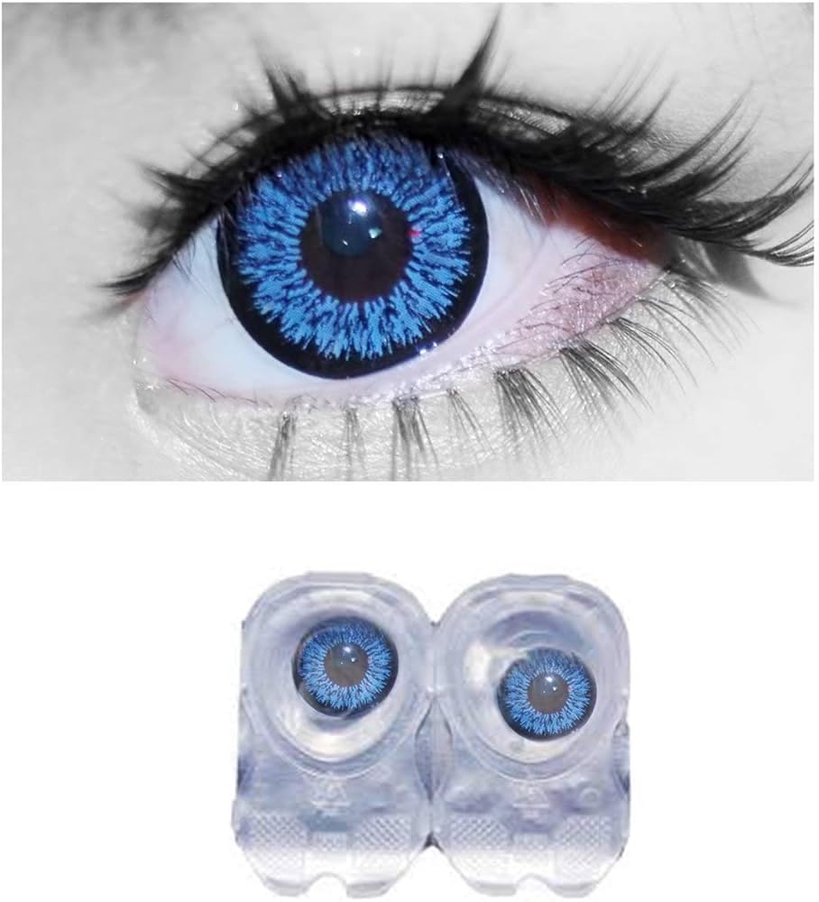 DIAMOND EYE CONTACT LENS 1 PAIR BLUE COLOR GLASS BOTTLE PACK-picture-27