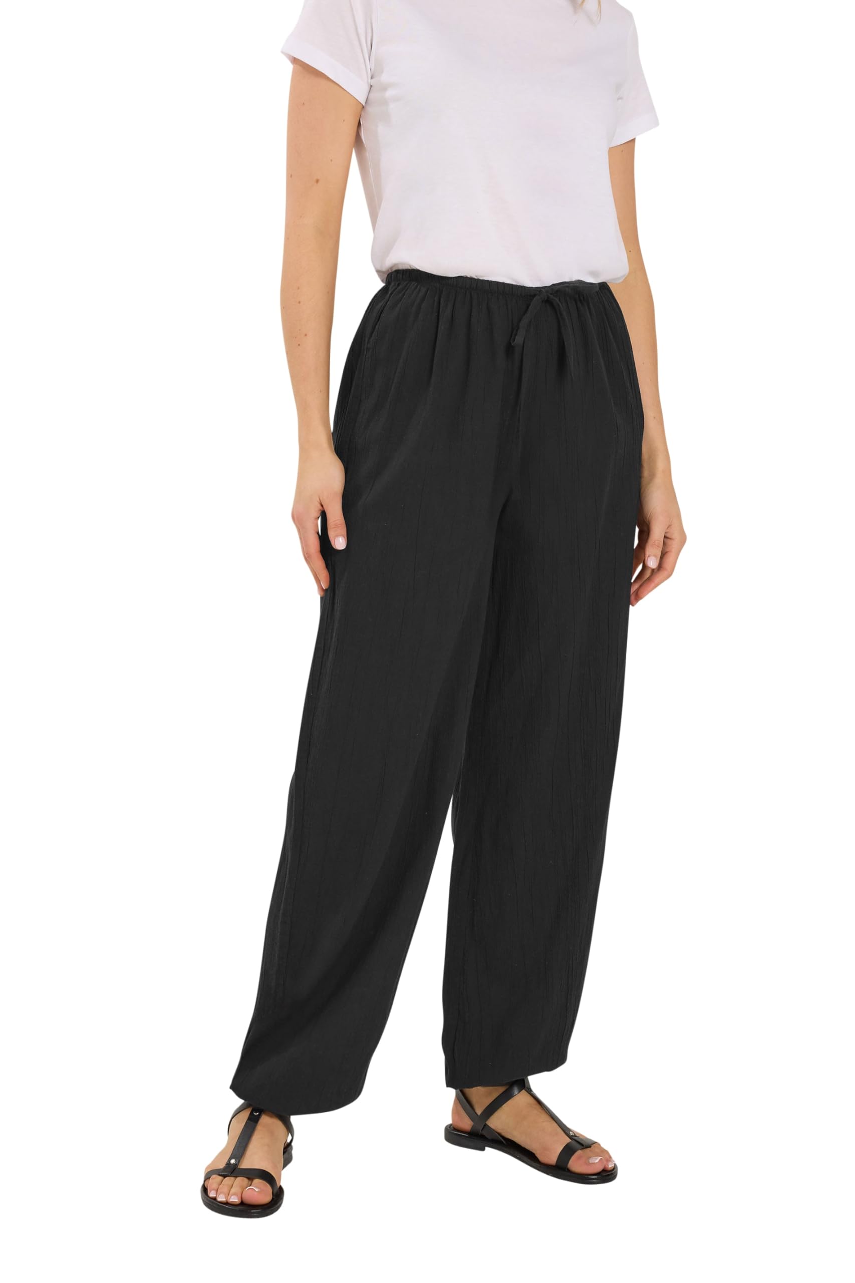 Long Tall Sally - LTS Tall Textured Cotton Balloon Trousers - Women's Black