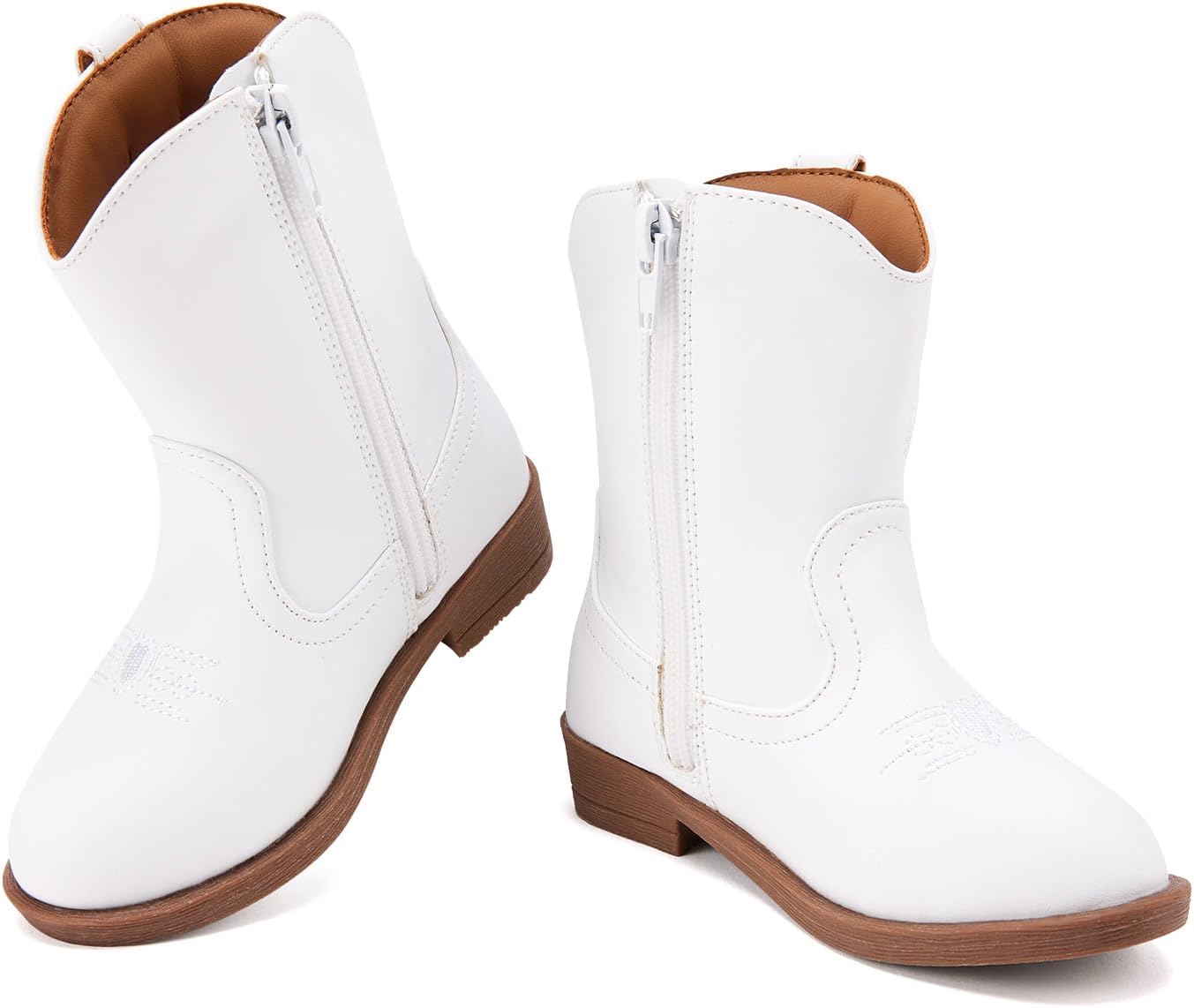 BMCiTYBM Toddler Little Girls Cowboy Cowgirl Boots Kids Pointed Toe Western Boots Mid Calf Side Zipper Riding Shoes for All Seasons (Toddler/Little Kid) - Image 4