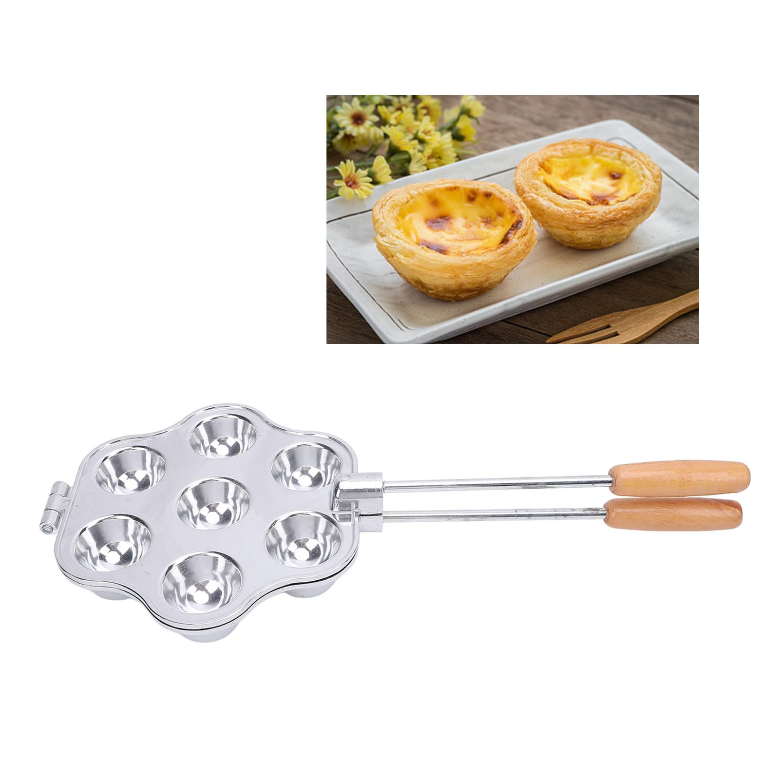 Nikou 7 Otworów Tarta Jajeczna Pan Tarta Jajeczna ze Stopu Aluminium Blacha do Pieczenia z Uchwytem na Małe Ciasto Pudding Cupcake Muffin Tartlet