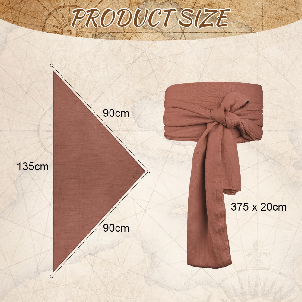 Alaoo 2 Pcs Pirate Costume Accessories Sets, Pirate Captain Accessories with Bandana Sash Belt - Image 2