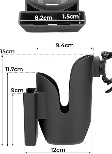 Miniatura 4 de ISSYAUTO Soporte para tazas de bebidas para silla de ruedas, soporte grande para botella de agua 2 en 1 y soporte para teléfono con soporte para