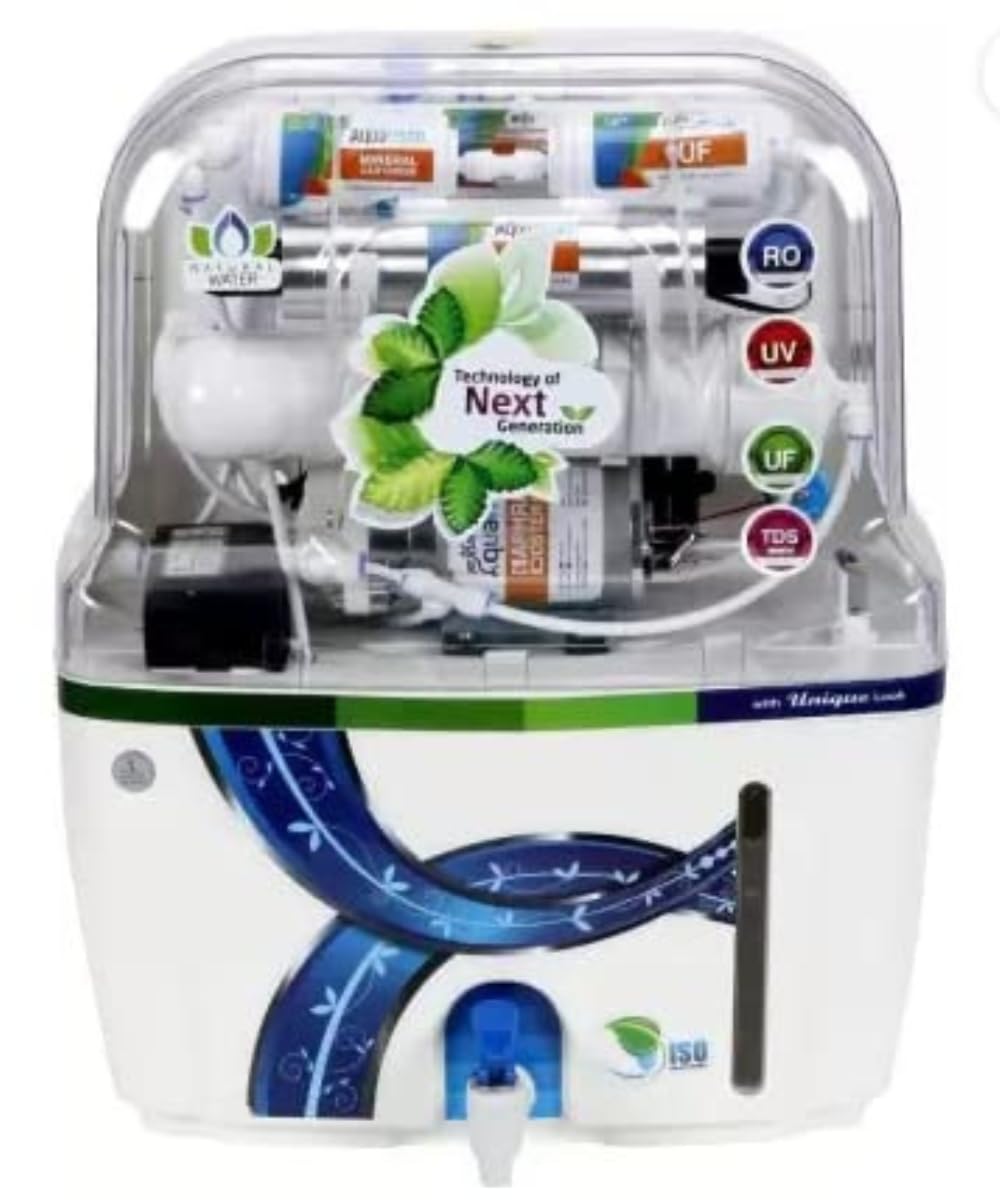Aqua Fresh Splash Water tech Plastic 14 Stage Advanced Mineral Technology Ro UV UF Minerals TDS Adjuster Ro Water Purifier, 407x269x930mm (White)