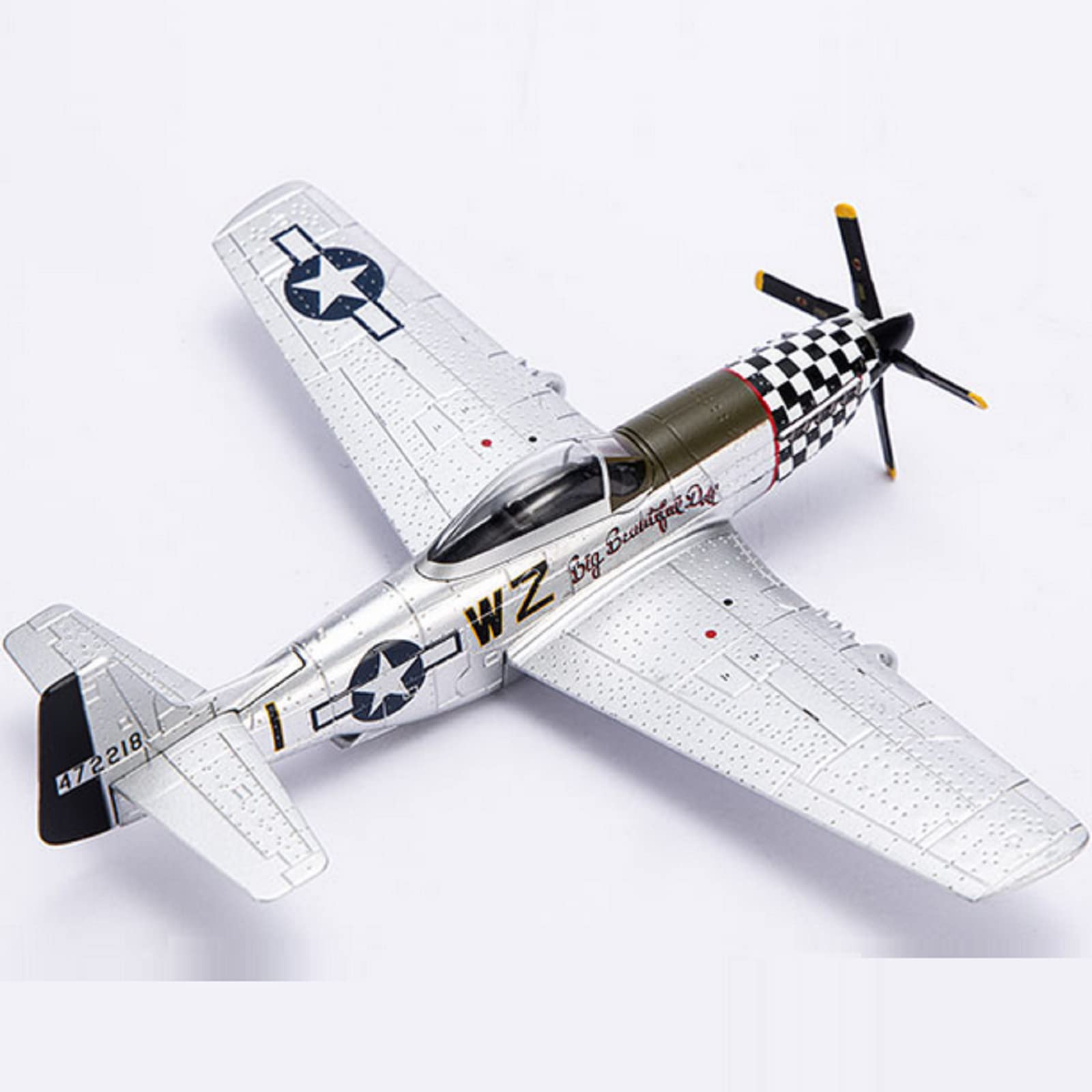 TECKEEN Modèle d'avion de chasse Mustang P-51 à l'échelle 1/72 en alliage moulé sous pression pour collection