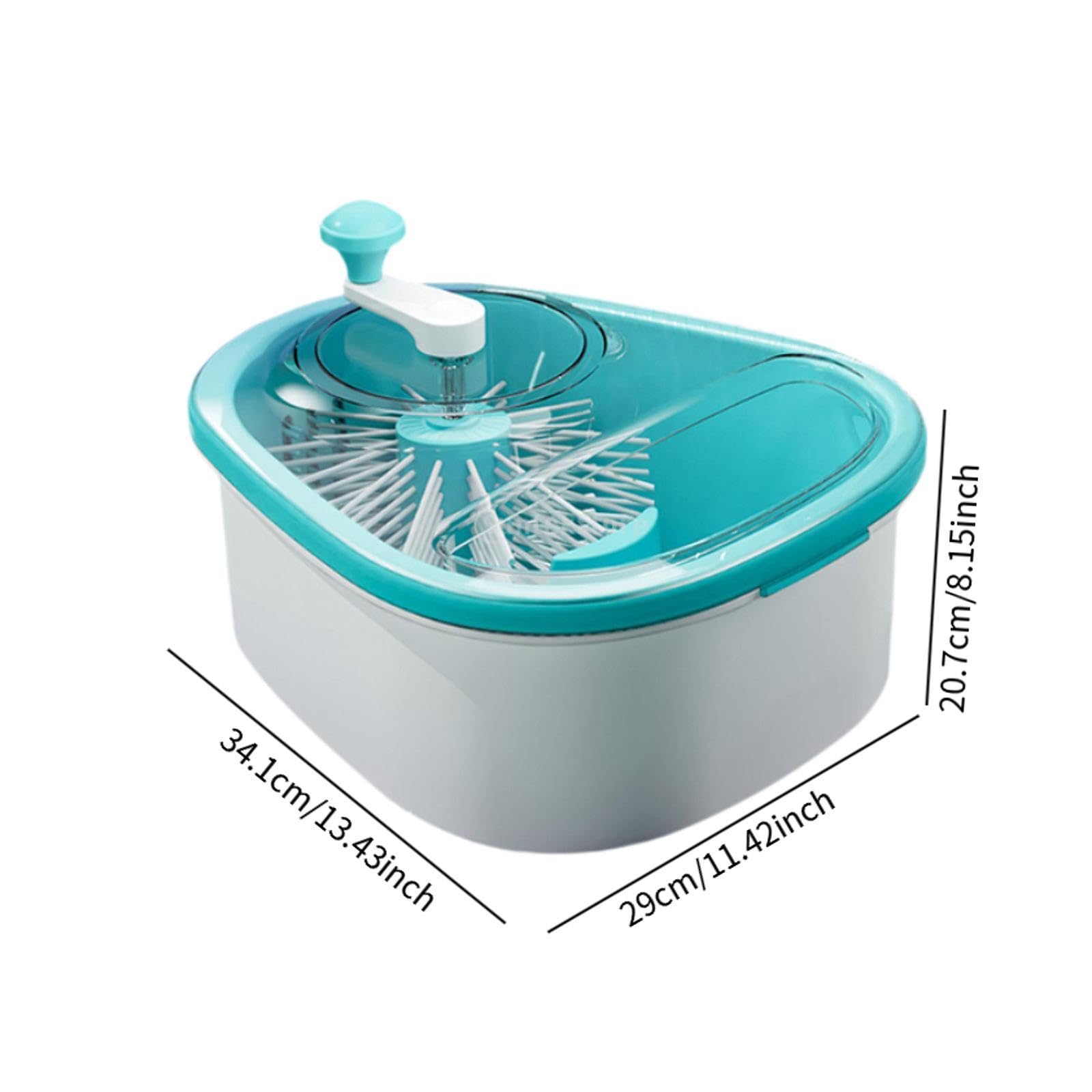 LOVIVER Waschkorb Frucht Waschmaschine Scrubber, Küchengeräte, groß, ohne nasse Hände, Kurbel Design Fruchtkolander multifunktional, Blau
