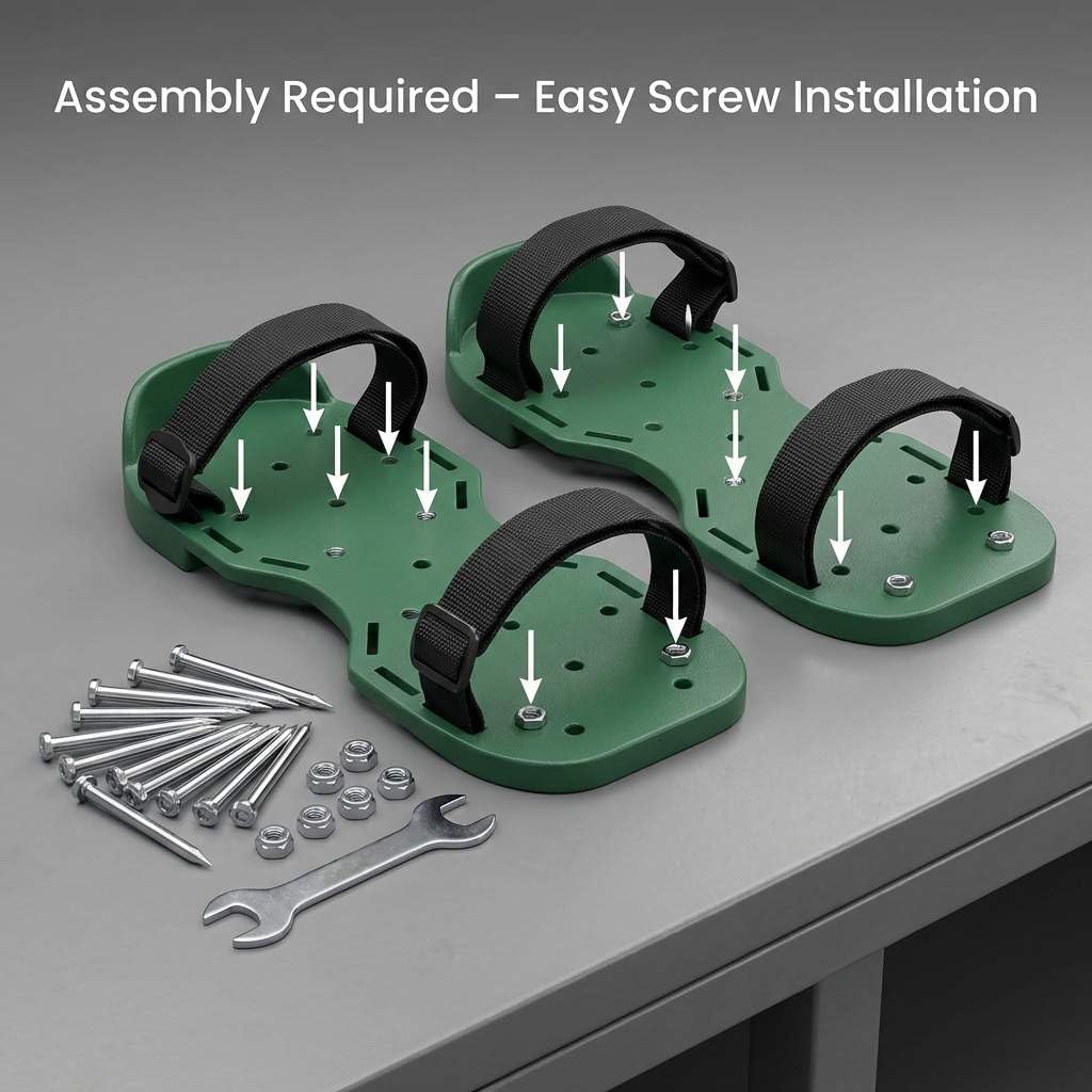QWORK Gunite Buty z krótkimi kolcami 1,9 cm, idealne do montażu podłogi epoksydowej, powłok, pokrycia, kolor zielony (para)
