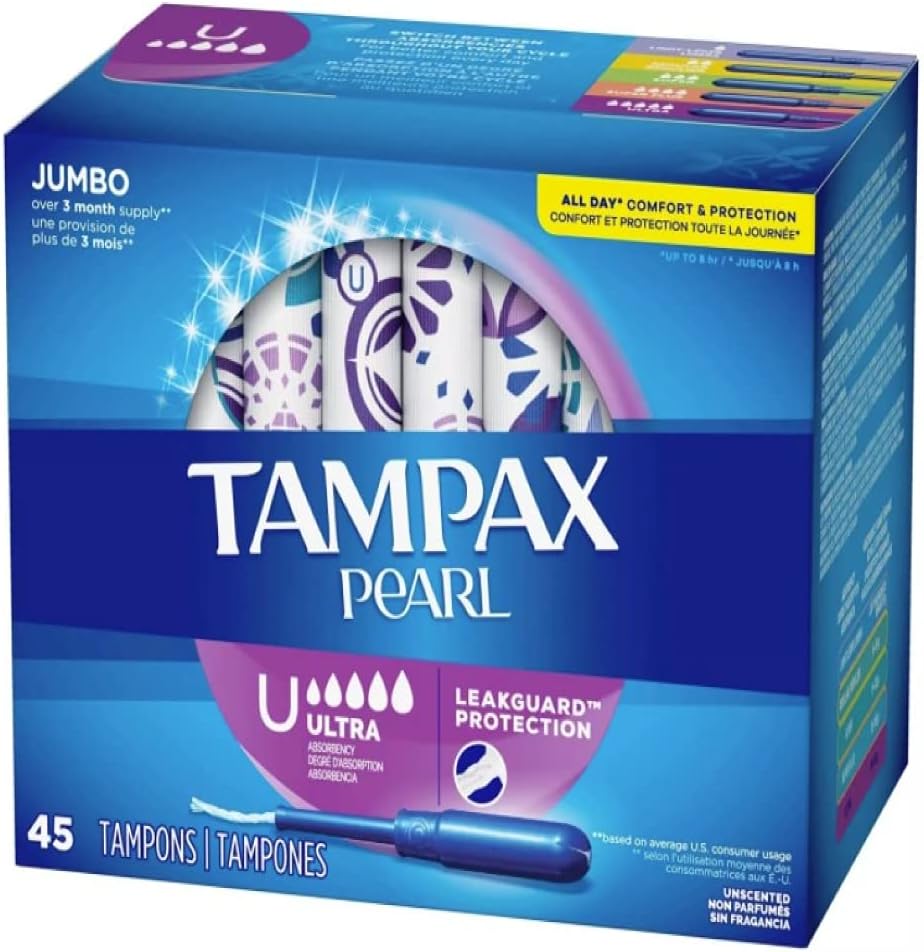 Pearl Tampons with Plastic Applicator ,Ultra 45 Count