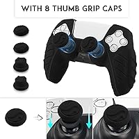 Vista 7 de SIKEMAY Funda para controlador PS5, 2 piezas de piel antideslizante con 4 agarres, funda protectora de silicona suave para controlador inalámbrico