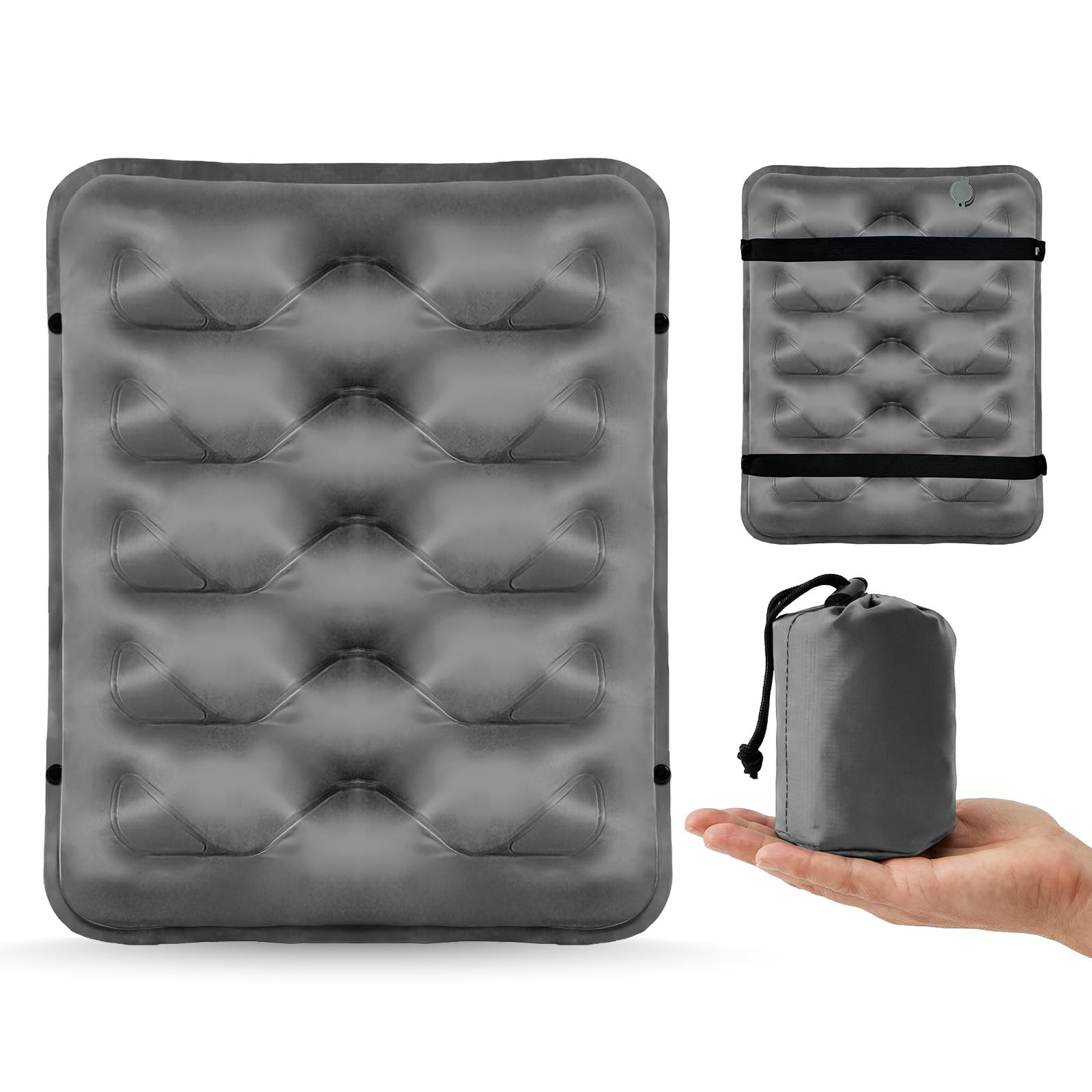 Satisure Wasserdicht Aufblasbares Sitzkissen, Wasserdicht Ultraleicht Reisekissen für Camping Wandern Angeln Bootfahren, Stadion Konzerte Strand Büro (42x37x6 cm, 180 kg Tragkraft)