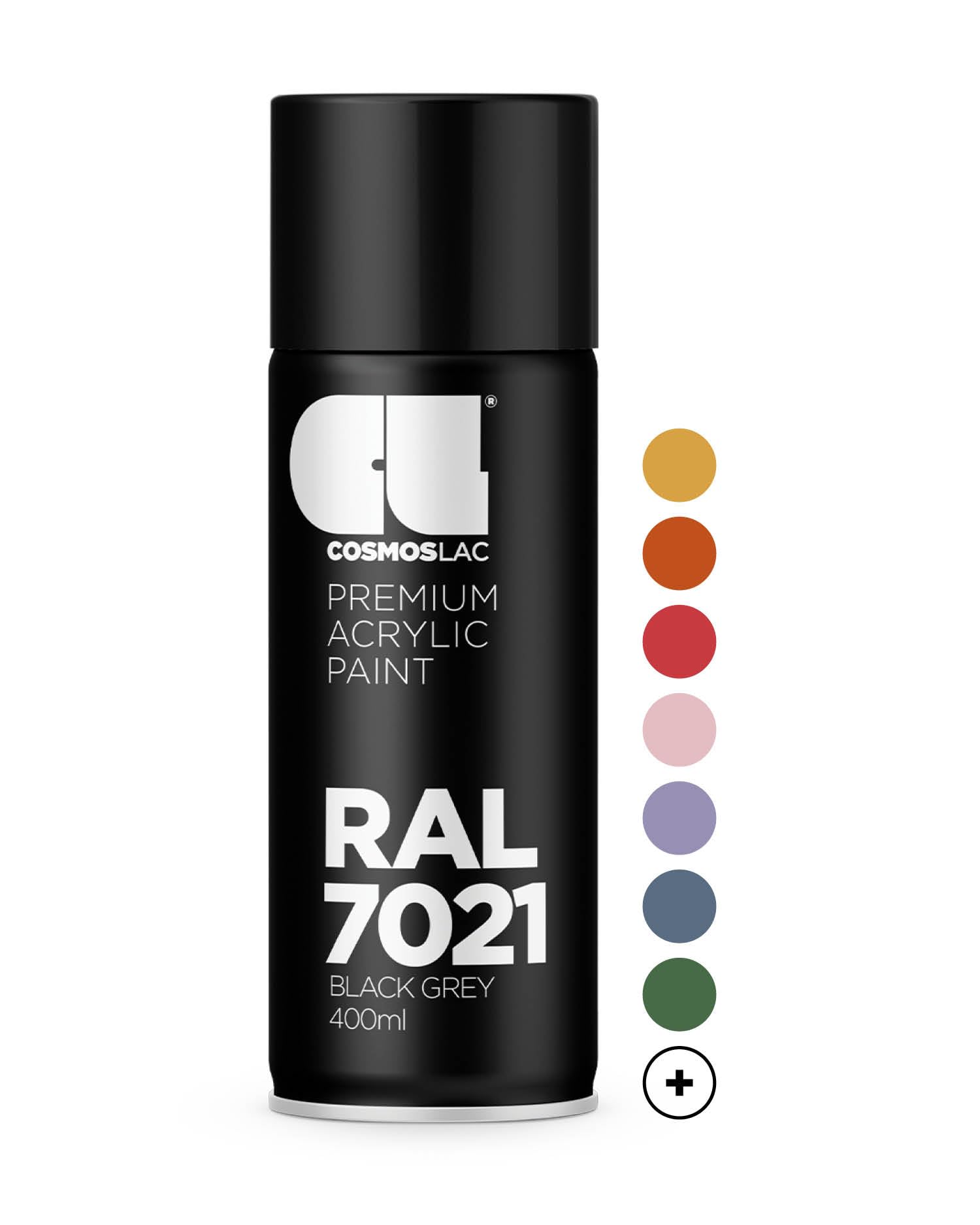 Cosmos LAC lakier akrylowy w sprayu w wielu odcieniach RAL – puszka sprayu 400 ml idealnie nadaje się do majsterkowania, upcyklingu i innych prac lakierniczych (RAL 7021 - czarno-szary)