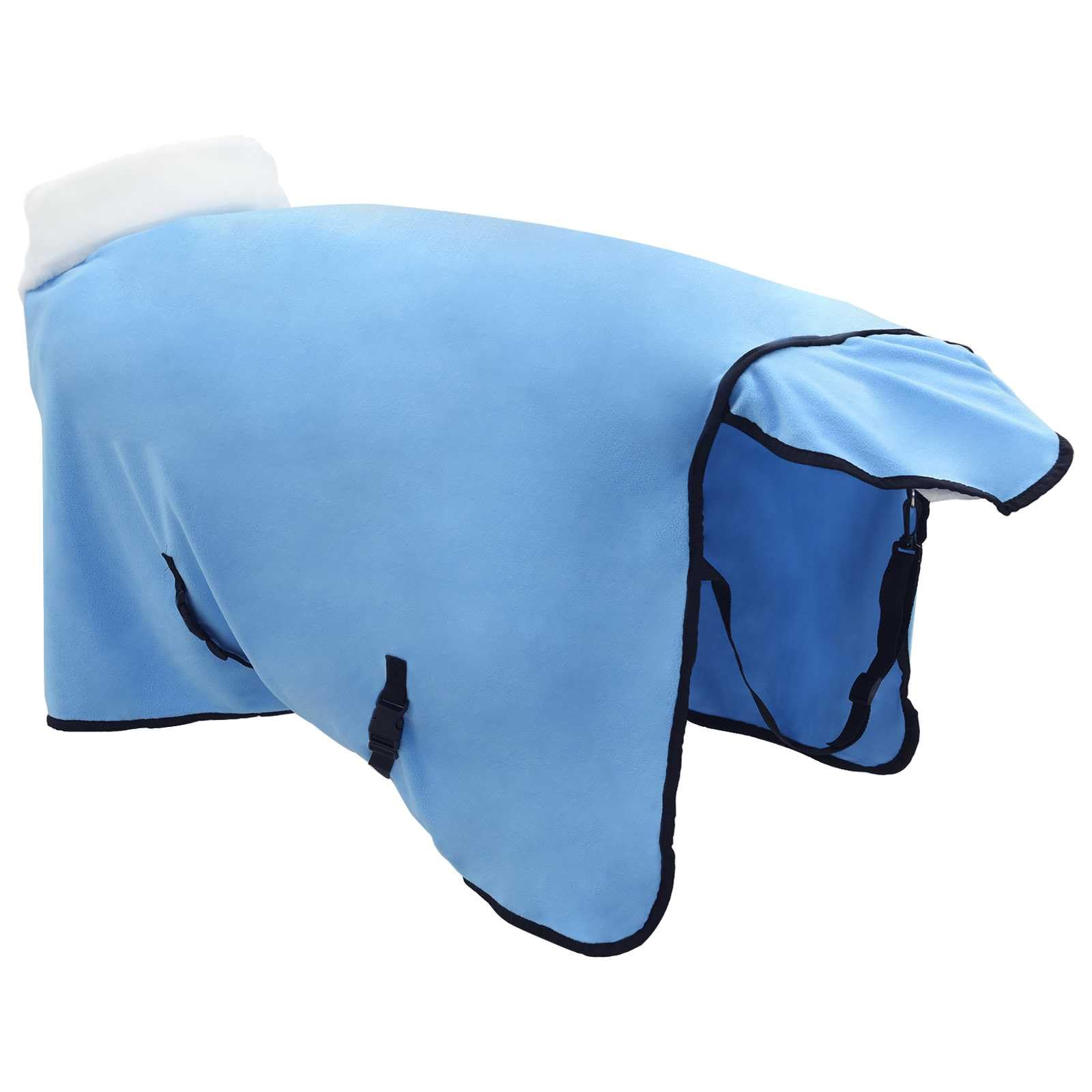Manta para caballos de 85 cm, forro polar, transpirable, con cierre en el pecho, con correa para el cuello, cinturón abdominal, protección y calor para establo, sauce, paddock, transporte