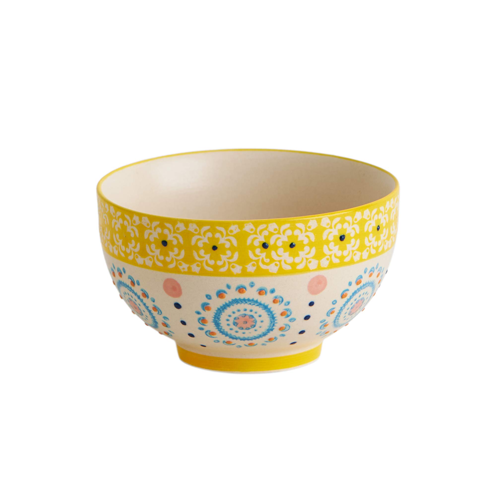 Chumbak Ceramic Unique Design & Colorful Cheer Snack Bowls (Set of 4, 10 x 10 x 6 cm)