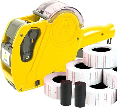 DSL MX5500 Price Gun Labeller Kit with Label & Ink Rollers | Includes 10 Rolls of 22x12mm Labels and 2 Spare Ink Rollers