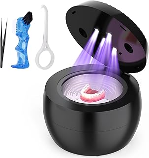 Ultrasonic Retainer Cleaner Machine – 200ML 45kHz One-Touch Operation, 5-Minute Deep Clean for Dentures, Retainers, Mouth Guards, Braces, Jewelry (Black)