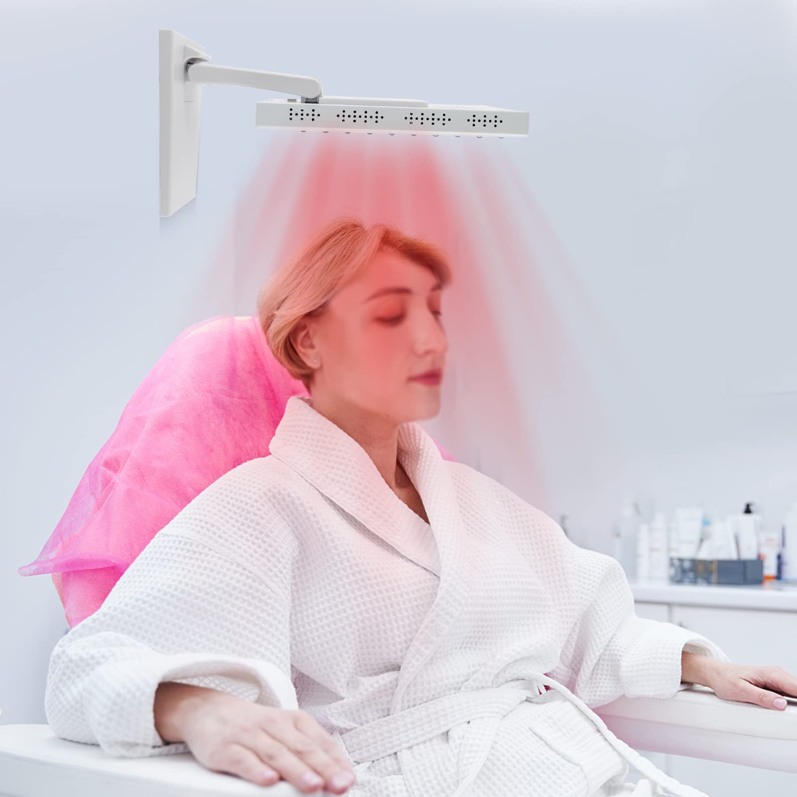 Dispositivo de terapia de luz roja de tres marchas, terapia de luz roja, lámpara de luz roja para rostro, luz de cuerpo completo con 80 bolas de luz LED, terapia de luz infrarroja cercana para
