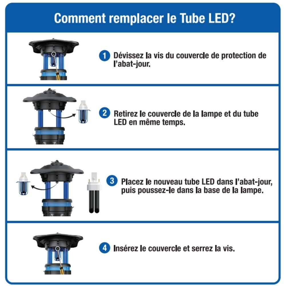 TERRE JARDIN Lampe piège à moustiques et Insectes Volants LED Bleue 50 m²