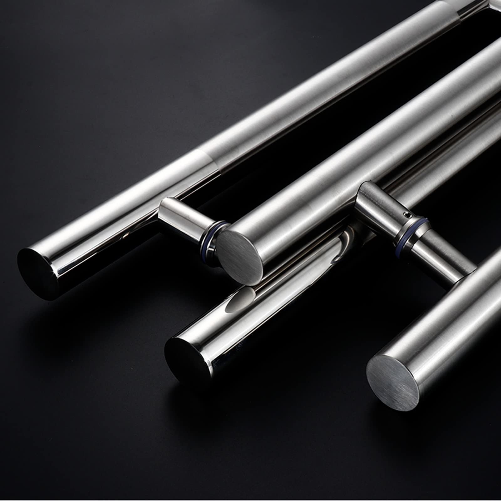 Maniglia per Porta, Maniglia per Porta in Acciaio Inox Spazzolato, Maniglie Resistenti per Porte in Vetro/Legno, Maniglia a Doppia Spinta con rondelle/satinata/60 cm/23,6 Pollici