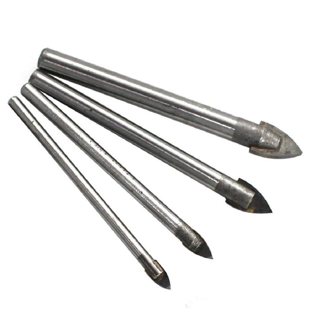 DartphewSet Glass Marble Porcelain Spear Head Ceramic Tile Drill Bit 4/6/8/10mm Tool 4pc Small Incision Resistance Improve Working Speed cemented Carbide Tool bit Use for Ceramic Tiles Mirror Glass