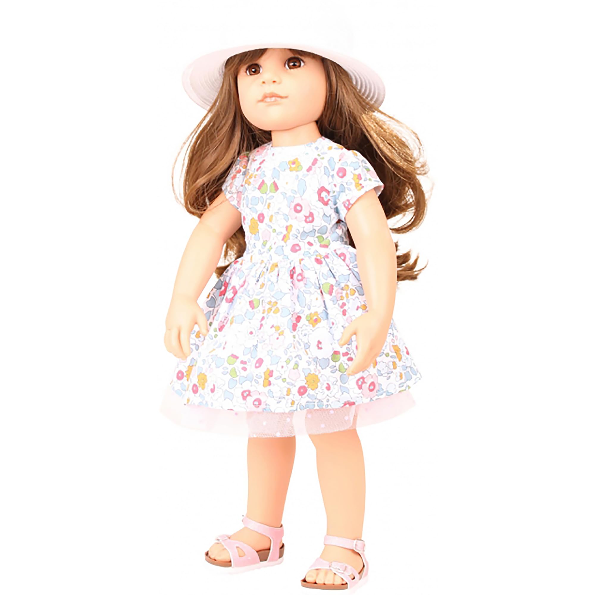 Götz 1659082 Hannah Summertime Puppe - Sommerzeit - 50 cm große Stehpuppe, braune Langen Haare, braune Augen - 7-teiliges Set