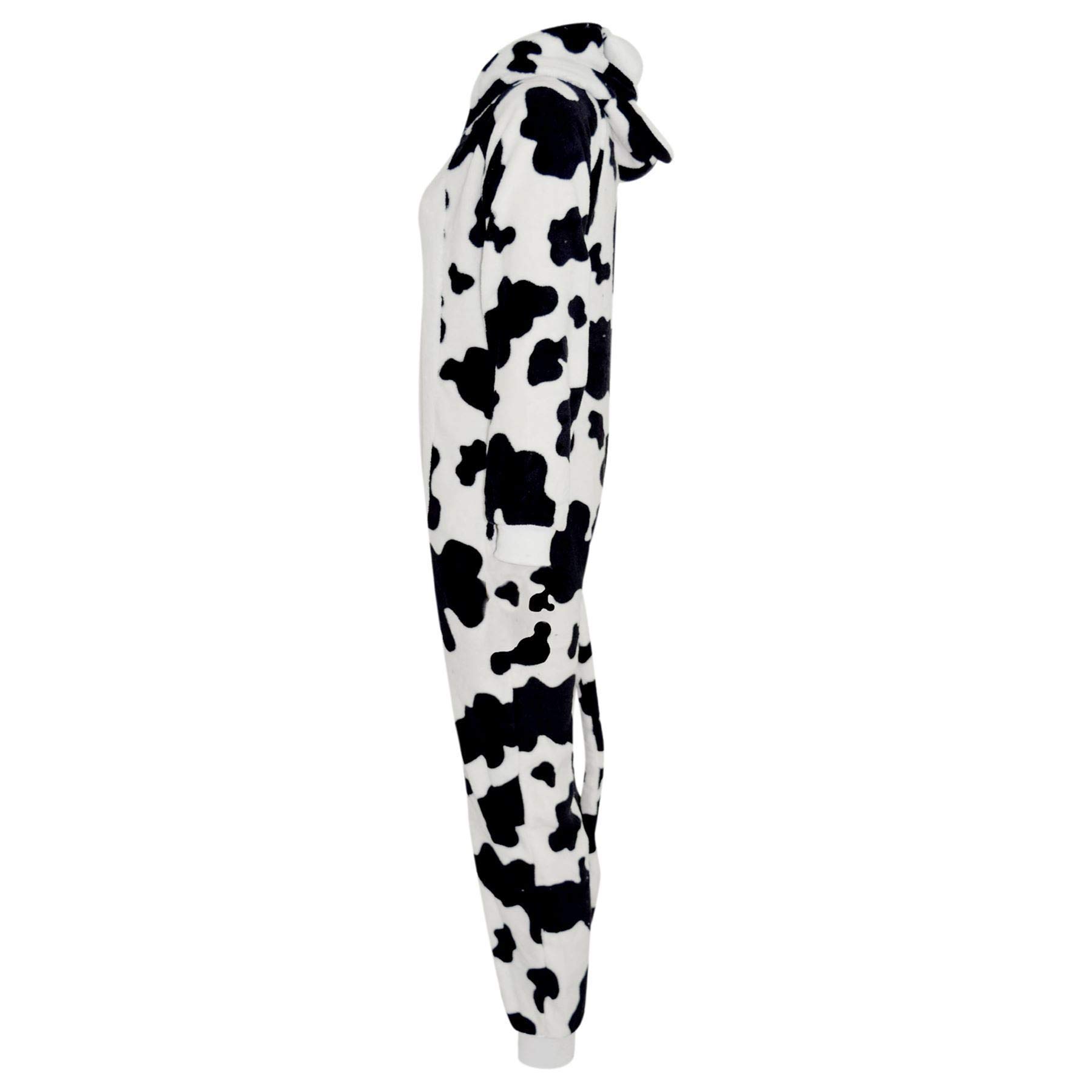 A2Z 4 Kinder Mädchen Jungen Kuh Kostüm Tier Gesicht Overall Weich Plüsch Fleece Spielanzug Kapuzen Schlafanzug Einteiler Cosplay Anzug Alles in Einem Weihnachten Pyjama Für Kind Alter 3-14 Jahre