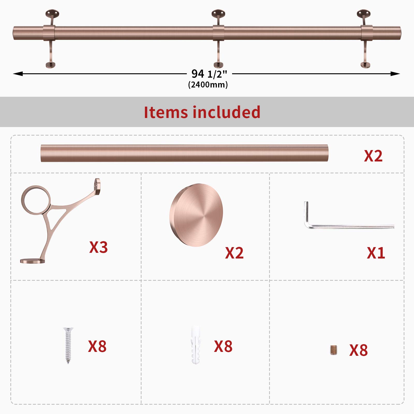 Condition photo showing New/Like New for muzata 8ft bar foot rail kit undercounter mount hardware and tubing complete kit 2'' od, stainless steel brass finish, for indoor-outdoor hf20 pa4