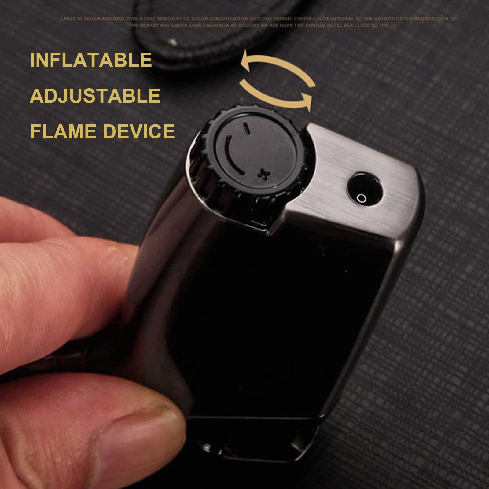 Encendedor Inflable de Metal con Codo, Encendedor de cigarros con Tanque de Gas Visible, a Prueba de Viento, Encendedor de butano con Llama de Chorro Azul, Accesorios para Fumar,Gray